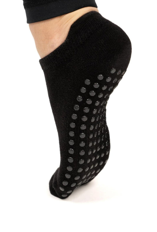 Black Grippy Yoga Socks, Trainer Liners