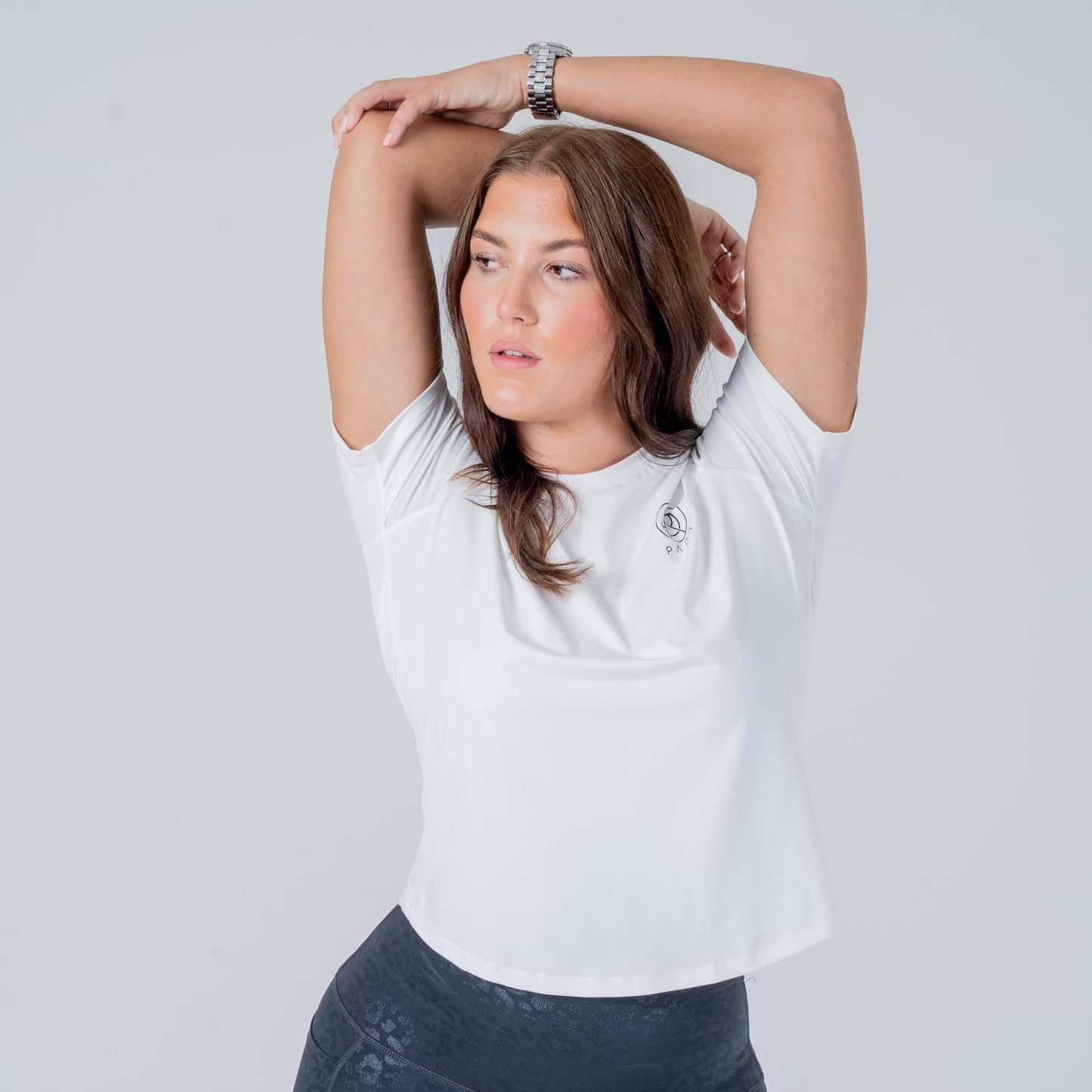 White Mesh Short Sleeve Sports Top