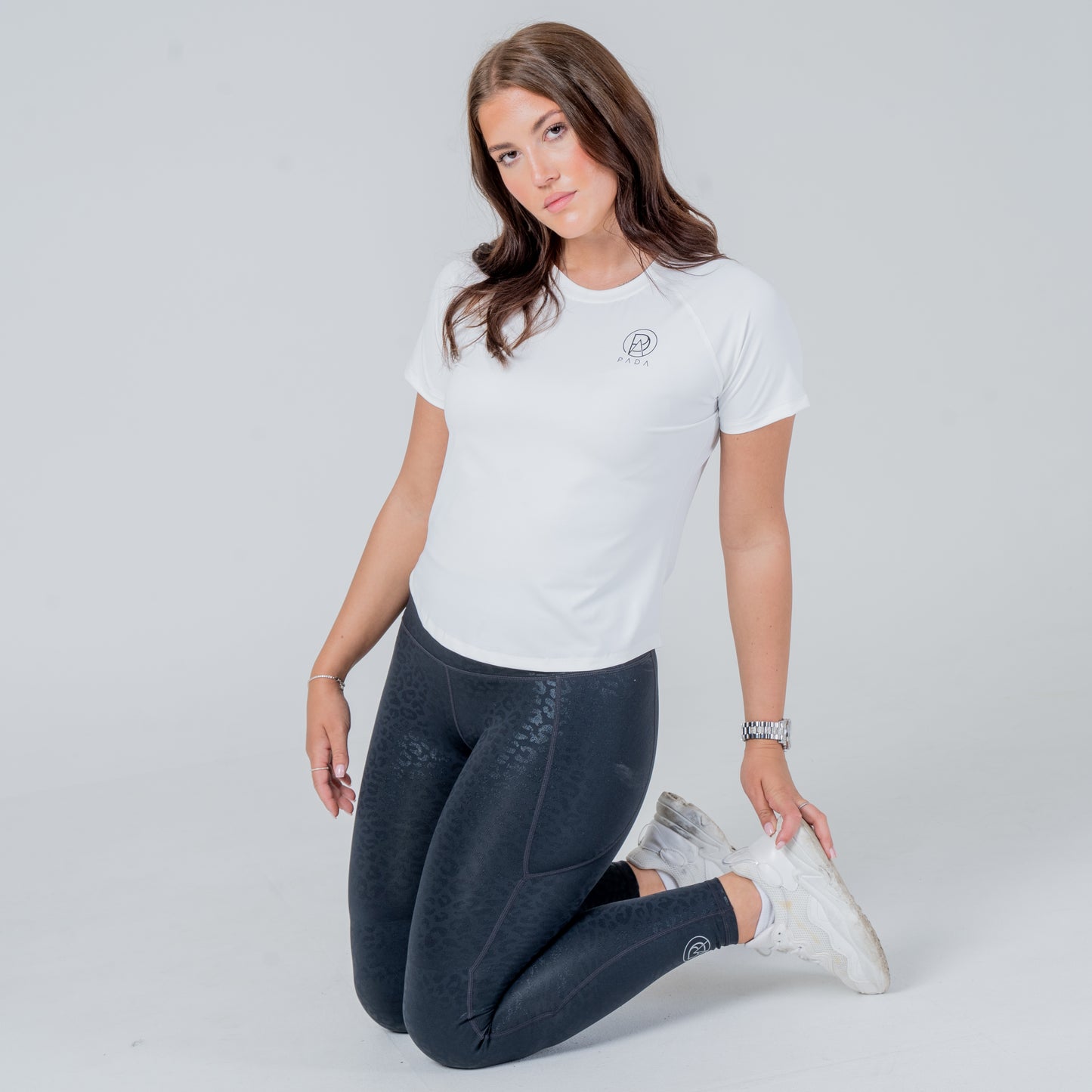 White Mesh Short Sleeve Sports Top