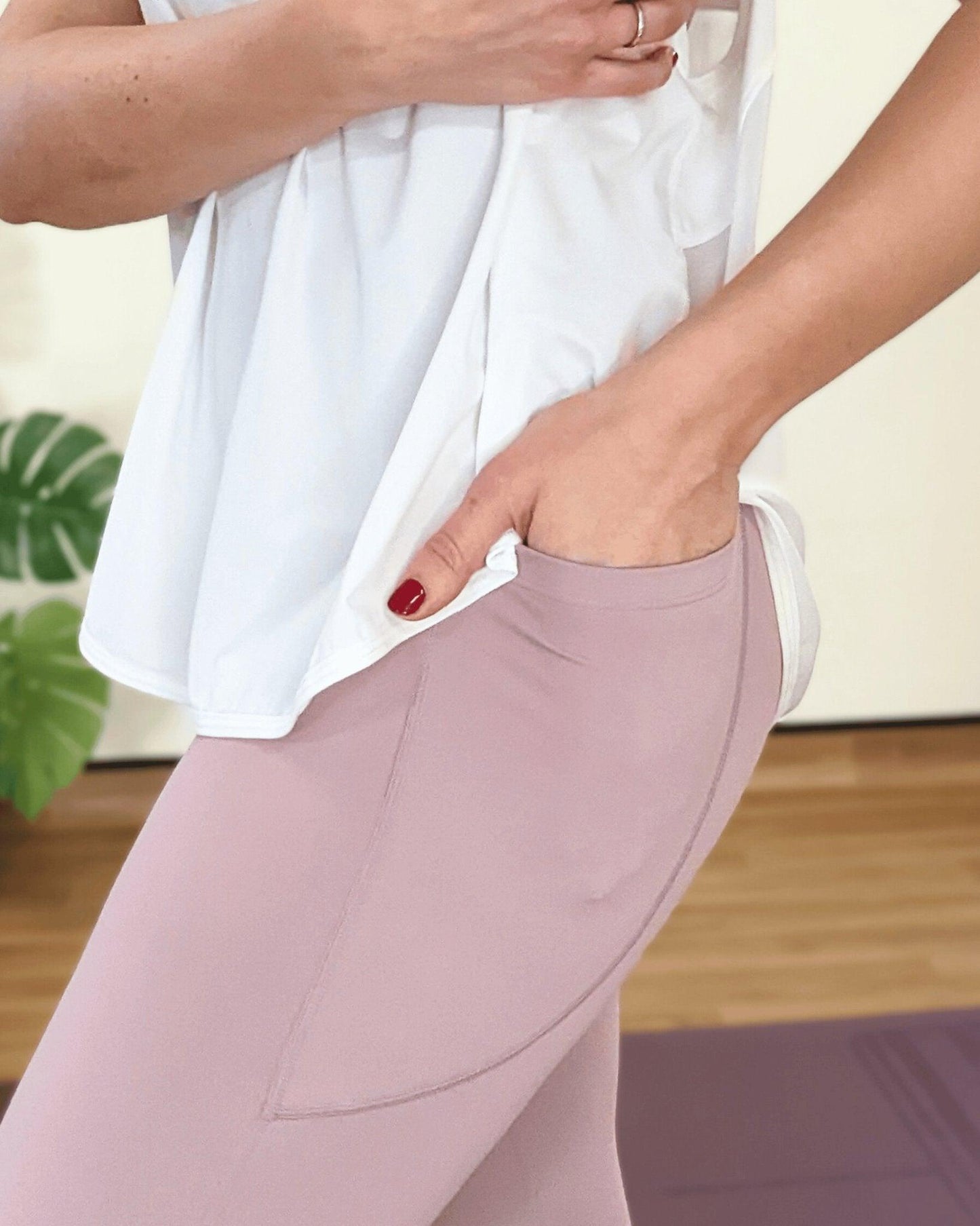 The Millie, Light Pink Sculpting Knee Padded Leggings Pada