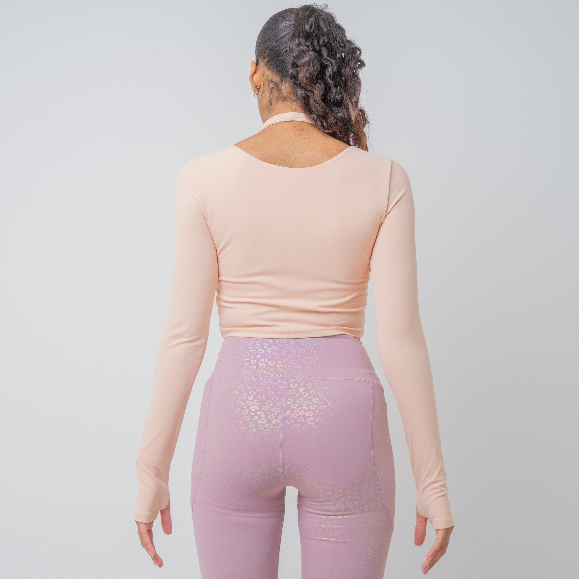 The Bella, Pink Embossed Iridescent Animal Print Knee Padded Leggings Pada
