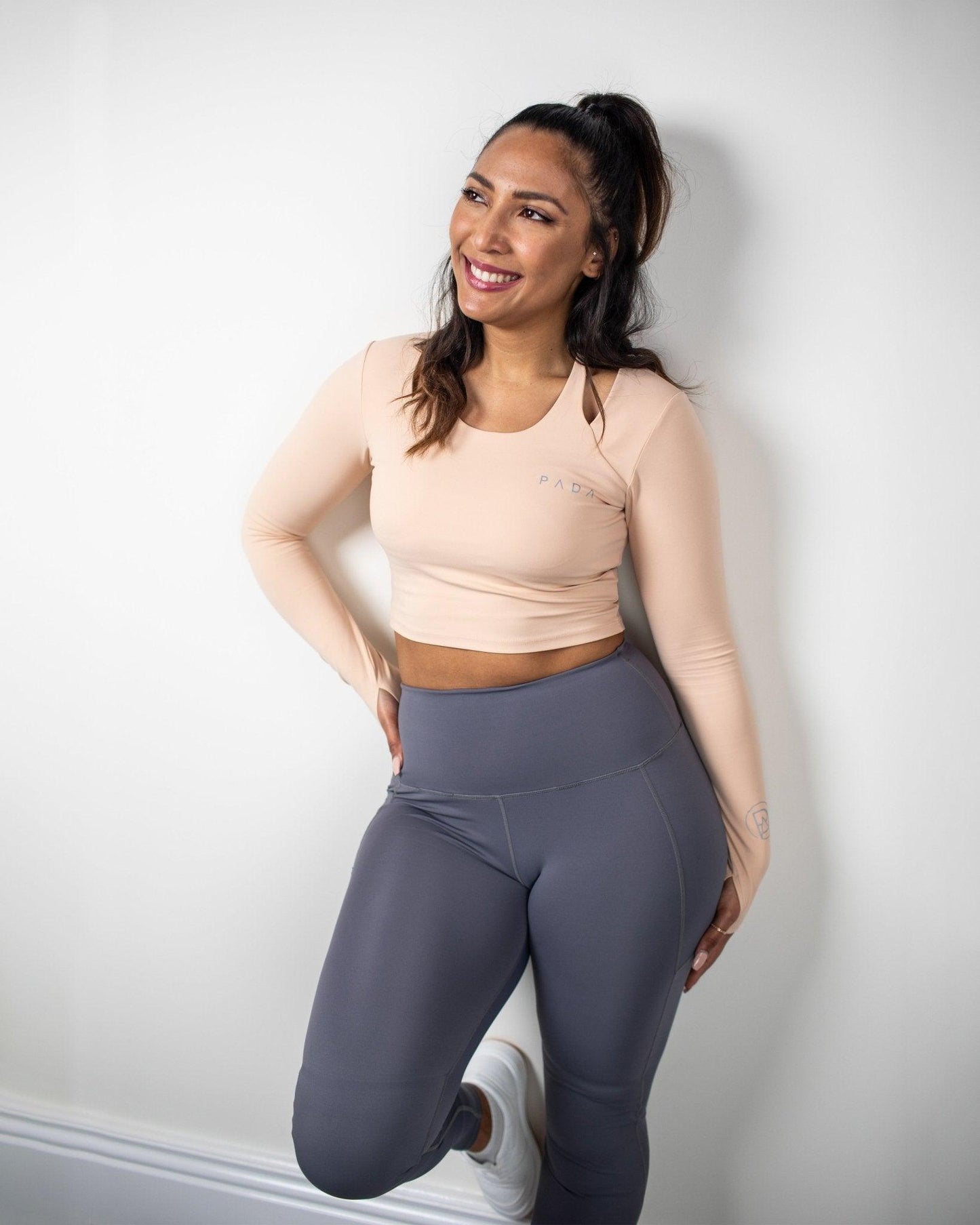 Nude Long Sleeve Gym Top Pada
