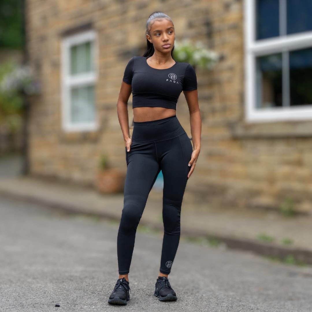 classic collection woman in black gym clothing