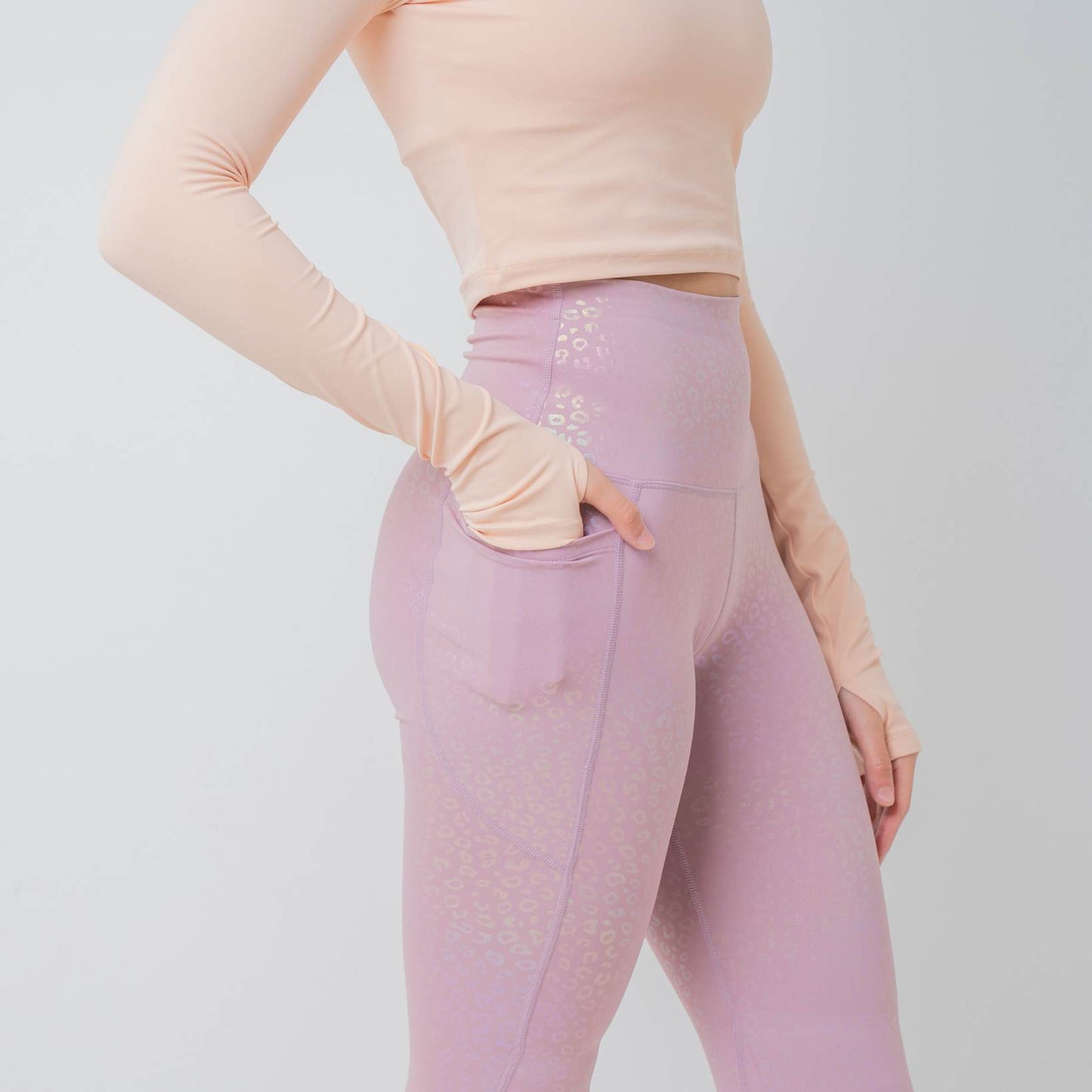 PADA Knee Padded Leggings Pink Leopard Print Pada
