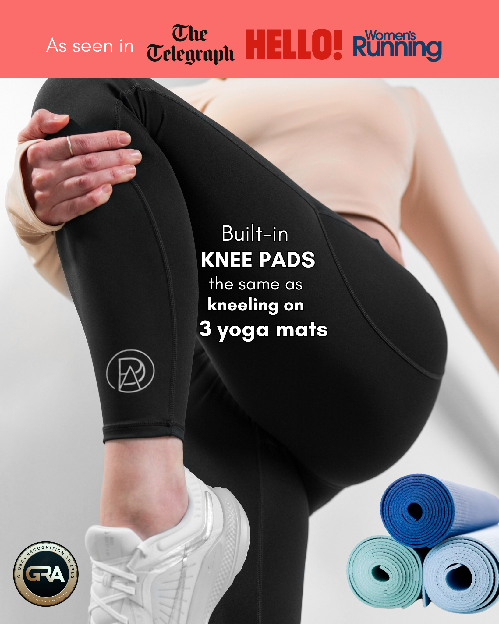 PADA Knee Padded Leggings Black Pada
