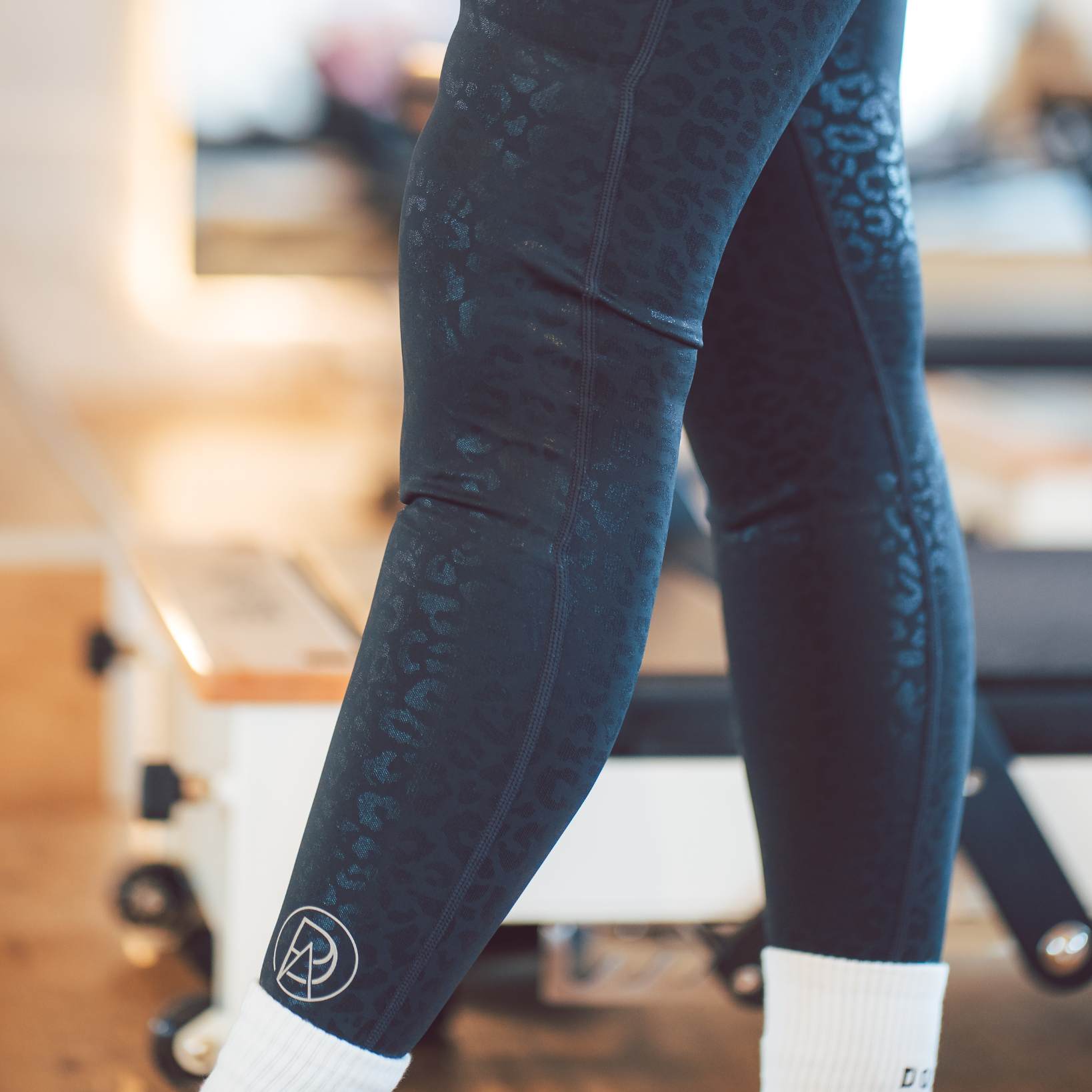PADA Knee Padded Leggings Black Leopard Print Pada